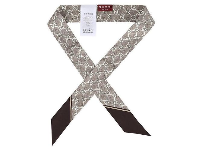 Fiocco al collo in seta Gucci Camel - vista 5