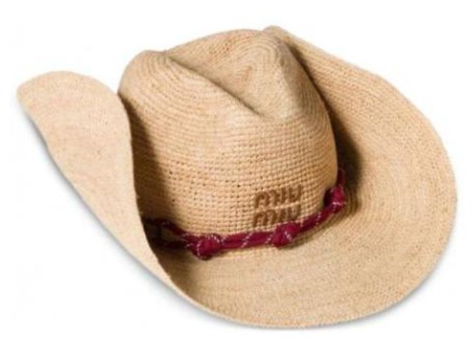 Miu Miu Raphia Hut beige burgundy - Ansicht 4
