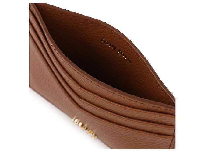 Tarjetero Miu Miu de piel marrón - vista 8