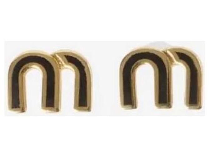 Orecchini Miu Miu in metallo smaltato nero - vista 3