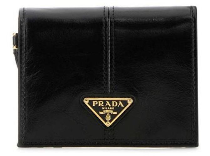 Piccolo portafoglio Prada in pelle di vitello nero - vista 4