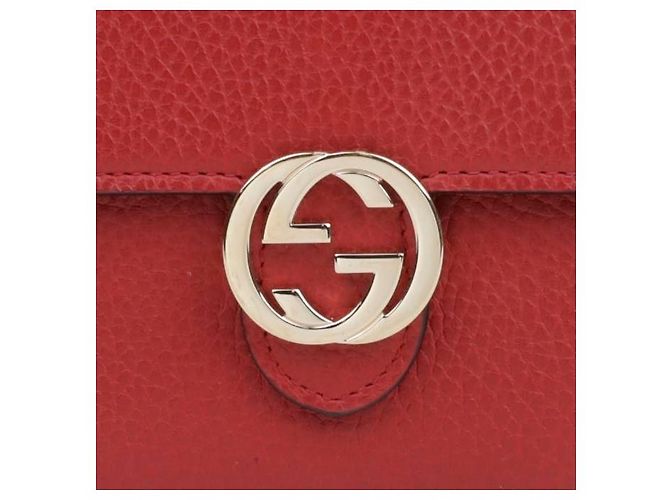 Gucci Rotes Leder-Wallet mit ineinandergreifendem Design - Ansicht 2
