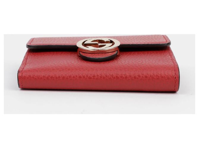Gucci Rotes Leder-Wallet mit ineinandergreifendem Design - Ansicht 5