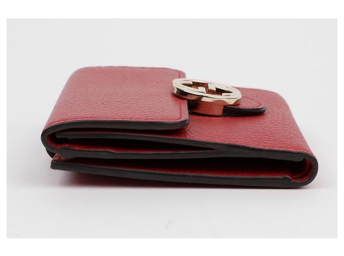 Gucci Rotes Leder-Wallet mit ineinandergreifendem Design - Ansicht 6