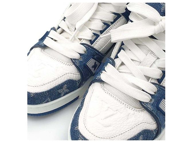 Sneakers Louis Vuitton Trainer Denim Blu - vista 3