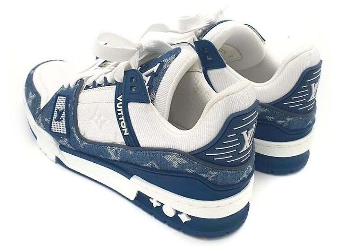 Sneakers Louis Vuitton Trainer Denim Blu - vista 4