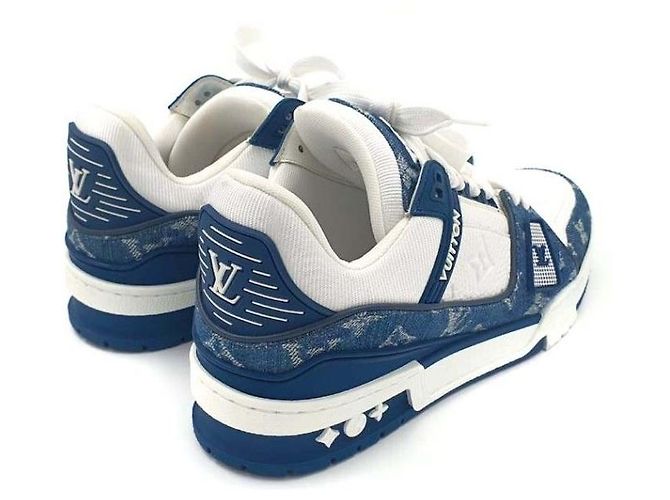 Sneakers Louis Vuitton Trainer Denim Blu - vista 5