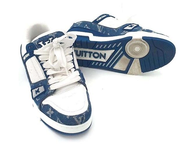 Sneakers Louis Vuitton Trainer Denim Blu - vista 7