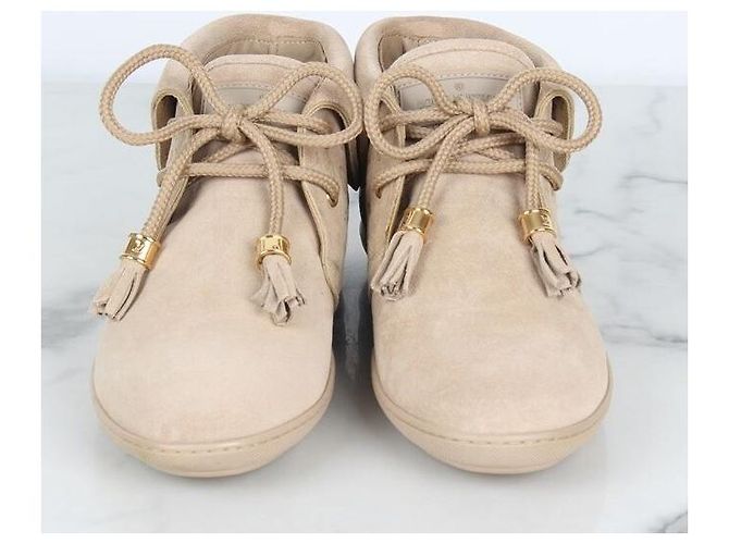 Louis Vuitton Bottines en daim Monogram dorées - vue 2