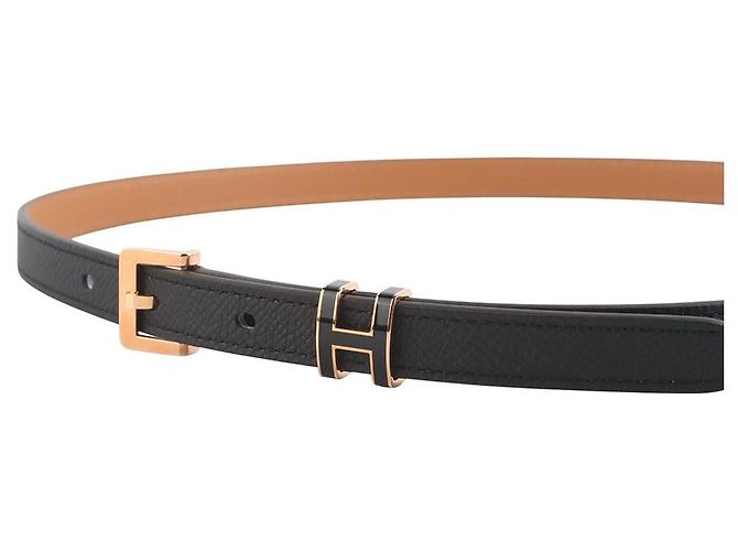 Hermès Rose Gold Noir Epsom Pop Belt Size - Ansicht 3