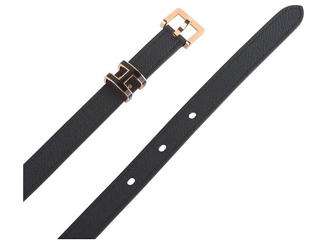 Hermès Rose Gold Noir Epsom Pop Belt Size - Ansicht 4