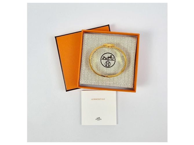 Hermès Bracciale Rigido Click Blanc Donna Cream Gold - vista 11