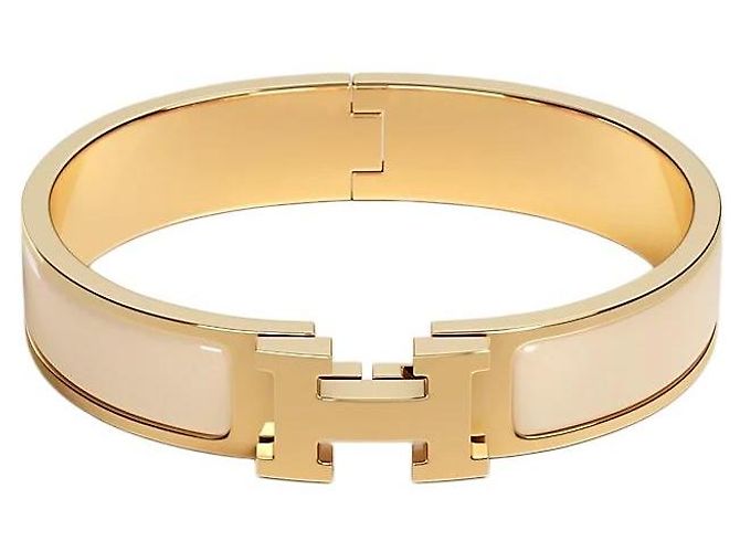 Hermès Bracciale Rigido Click Blanc Donna Cream Gold - vista 2