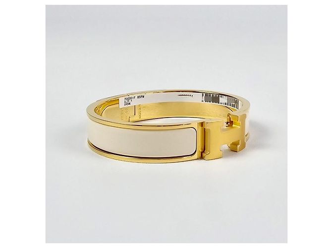 Hermès Bracciale Rigido Click Blanc Donna Cream Gold - vista 6