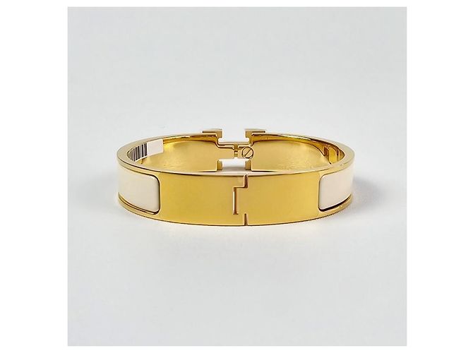 Hermès Bracciale Rigido Click Blanc Donna Cream Gold - vista 7
