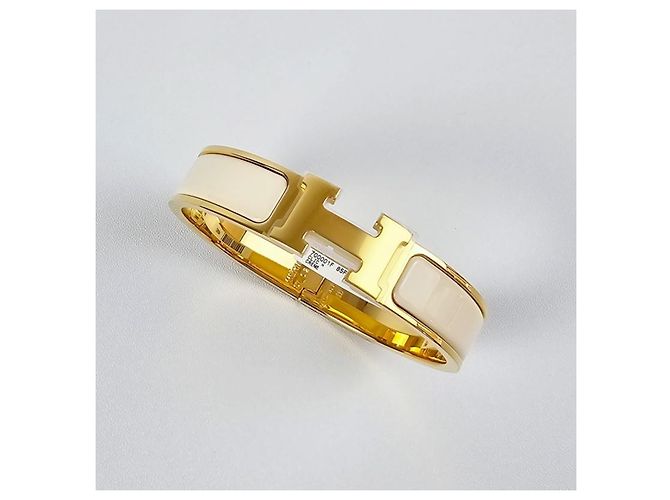 Hermès Bracciale Rigido Click Blanc Donna Cream Gold - vista 8