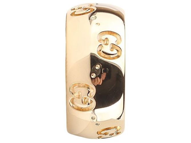 Gucci Anello largo Icon GG in oro giallo - vista 2