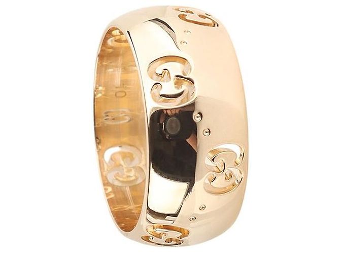 Gucci Anello largo Icon GG in oro giallo - vista 3