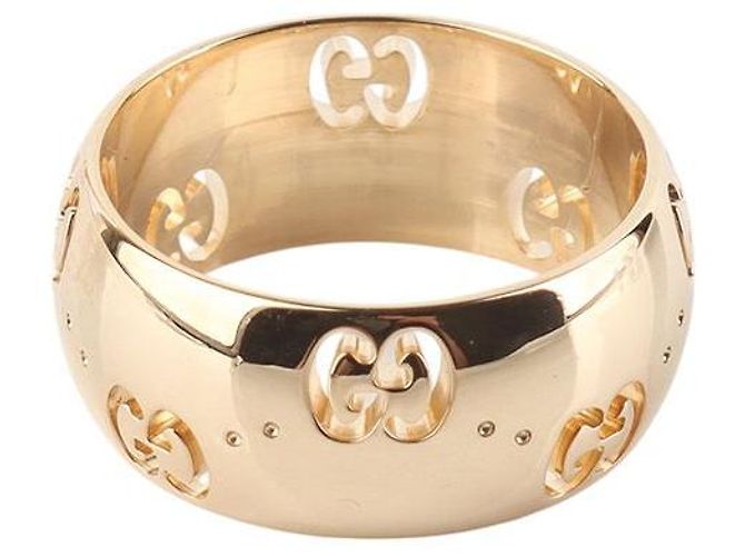 Gucci Anello largo Icon GG in oro giallo - vista 4