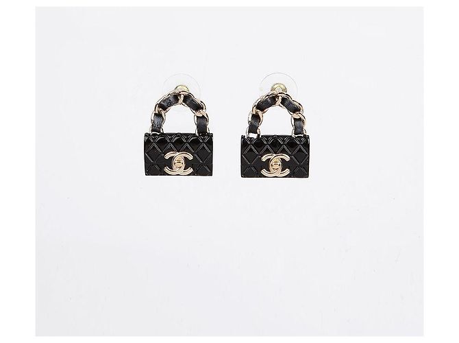 Orecchini Chanel Chain Bag marroni - vista 2