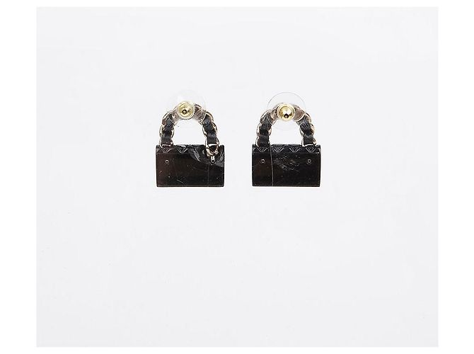 Orecchini Chanel Chain Bag marroni - vista 3