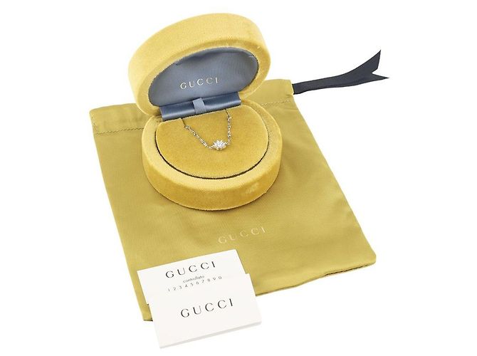 Gucci Bracciale a catena Flora in oro bianco e diamanti - vista 6