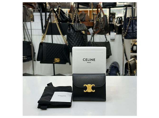 Céline Cartera compacta Triope Small de piel de becerro - vista 3