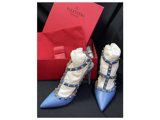 Valentino Scarpe Rockstud in pelle blu - vista 2