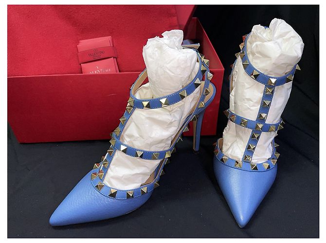 Valentino Scarpe Rockstud in pelle blu - vista 3