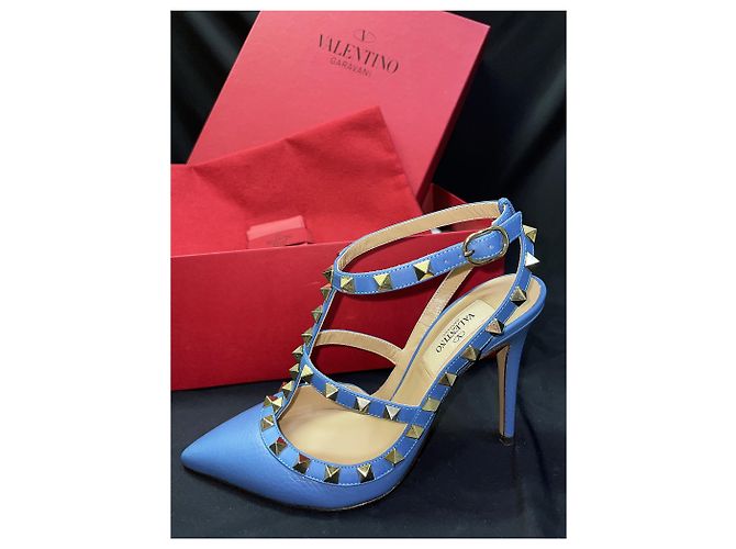 Valentino Scarpe Rockstud in pelle blu - vista 6