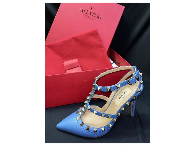 Valentino Scarpe Rockstud in pelle blu - vista 7