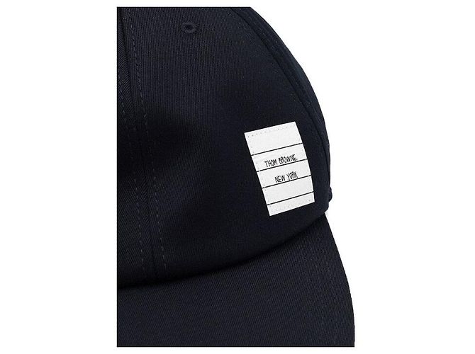 Thom Browne Cappellino da baseball in cotone con patch logo Navy - vista 4