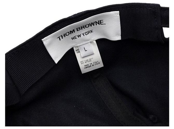Thom Browne Cappellino da baseball in cotone con patch logo Navy - vista 8