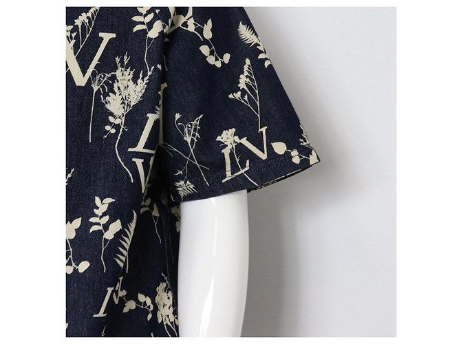 Louis Vuitton Virgil Abloh Leaf Denim Baseball Kurzarm-Hemdjacke für Herren - Ansicht 3