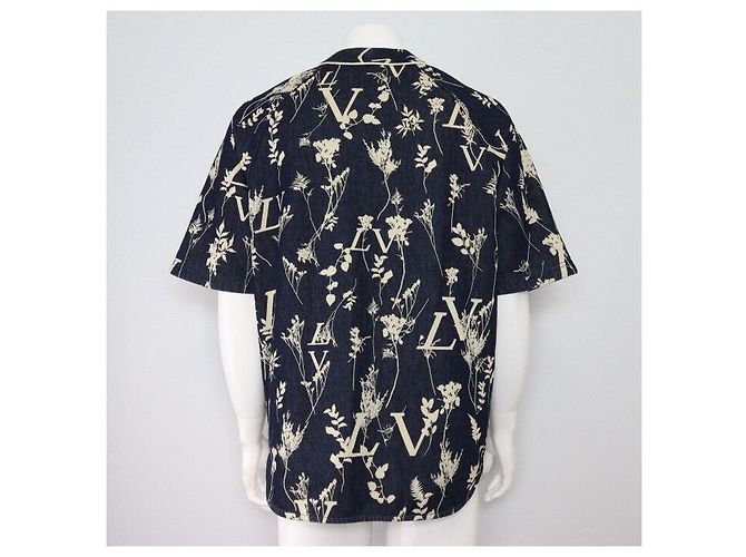 Louis Vuitton Virgil Abloh Leaf Denim Baseball Kurzarm-Hemdjacke für Herren - Ansicht 4