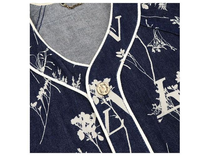 Louis Vuitton Virgil Abloh Leaf Denim Baseball Kurzarm-Hemdjacke für Herren - Ansicht 6