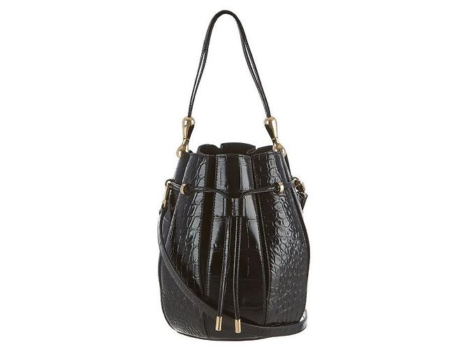 Salvatore Ferragamo Borsa a secchiello media da spalla con logo embossed effetto coccodrillo - vista 2