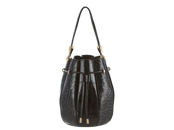 Salvatore Ferragamo Borsa a secchiello media da spalla con logo embossed effetto coccodrillo - vista 4