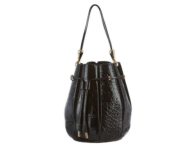 Salvatore Ferragamo Borsa a secchiello media da spalla con logo embossed effetto coccodrillo - vista 5