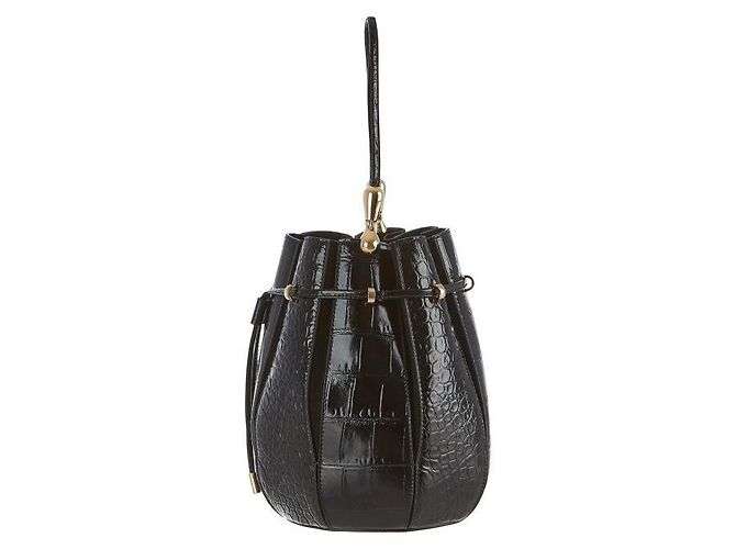 Salvatore Ferragamo Borsa a secchiello media da spalla con logo embossed effetto coccodrillo - vista 6