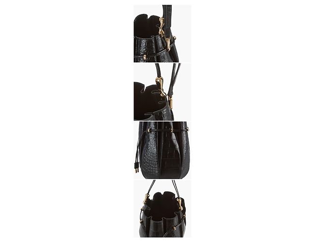 Salvatore Ferragamo Borsa a secchiello media da spalla con logo embossed effetto coccodrillo - vista 8
