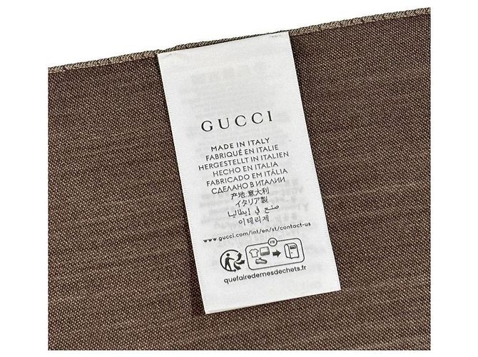 Gucci Sciarpa in lana e seta marrone bicolore stamp: - vista 15