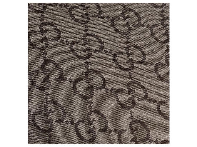 Gucci Sciarpa in lana e seta marrone bicolore stamp: - vista 16