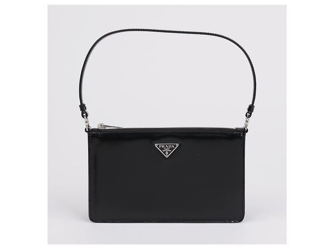 Prada Brushed Mini Bag mit Dreieckslogo Schwarz - Ansicht 2