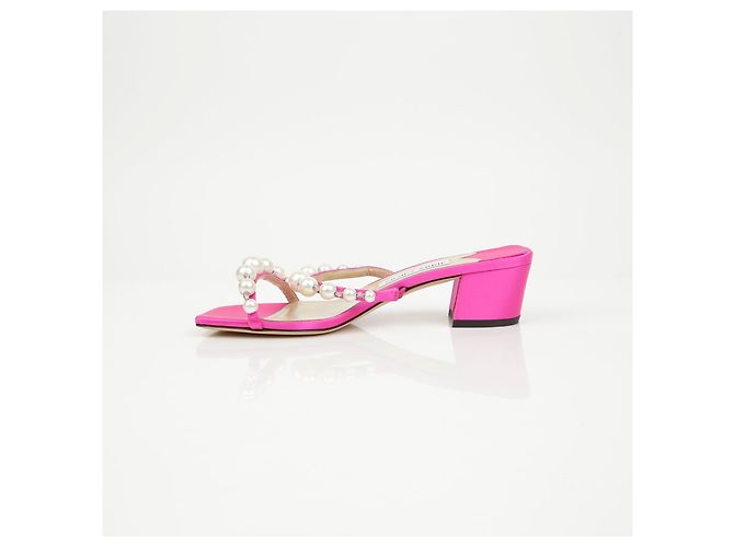 Jimmy Choo Mule in raso con perle Amara - vista 10