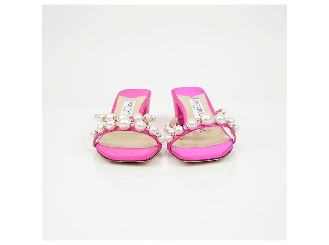 Jimmy Choo Mule in raso con perle Amara - vista 4