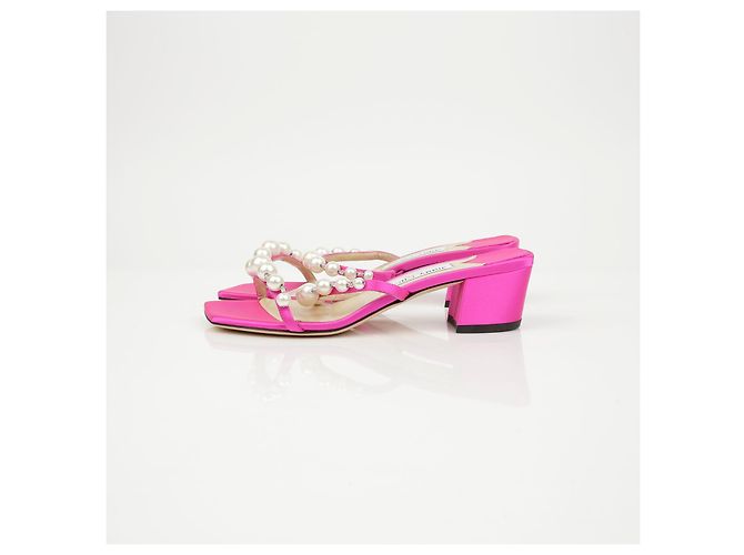 Jimmy Choo Mule in raso con perle Amara - vista 5