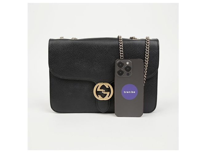 Gucci Borsa a tracolla con catena media Interlocking Nera - vista 11