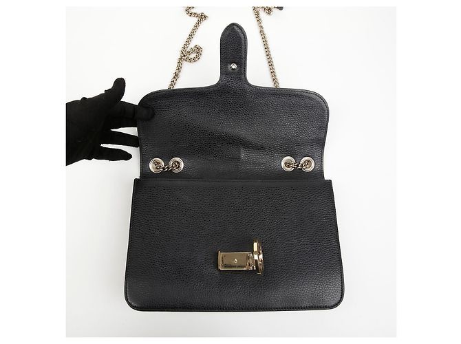 Gucci Borsa a tracolla con catena media Interlocking Nera - vista 12