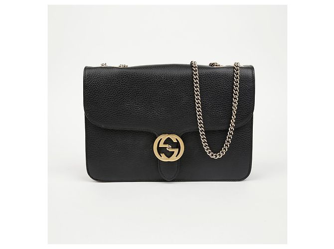 Gucci Borsa a tracolla con catena media Interlocking Nera - vista 2